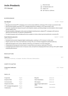 PPC Manager CV Example