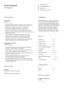 PPC Manager CV Template #1