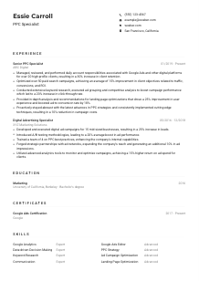 PPC Specialist Resume Example