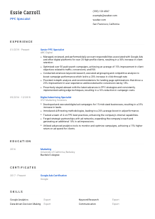 PPC Specialist CV Template #8