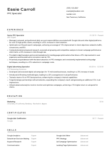 PPC Specialist Resume Template #9