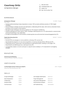 Ad Operations Manager Resume Example
