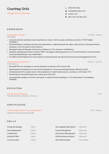 Ad Operations Manager CV Template #3
