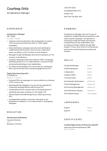 Ad Operations Manager CV Template #1
