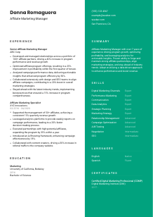 Affiliate Marketing Manager CV Template #16