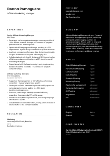 Affiliate Marketing Manager CV Template #17