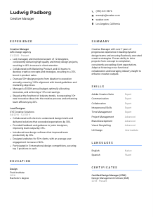 Creative Manager Resume Template #2