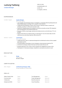 Creative Manager Resume Template #1