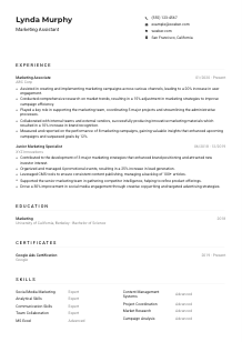 Marketing Assistant Resume Example