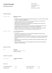 Marketing Assistant CV Template #3