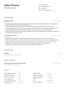 Marketing Associate Resume Example