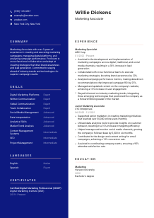 Marketing Associate CV Template #3