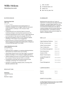 Marketing Associate CV Template #1