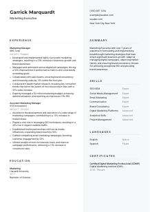 Marketing Executive CV Template #2