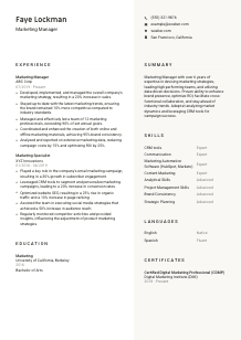 Marketing Manager Resume Template #2