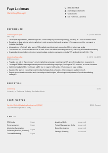 Marketing Manager Resume Template #3