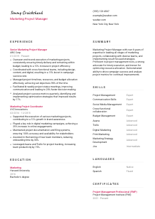 Marketing Project Manager CV Template #2