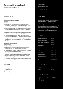 Marketing Project Manager CV Template #3