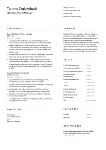 Marketing Project Manager CV Template #1