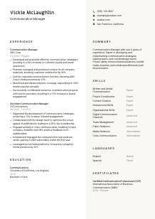 Communication Manager Resume Template #13