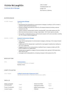 Communication Manager CV Template #8