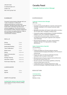 Corporate Communications Manager Resume Template #14