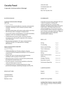 Corporate Communications Manager Resume Template #2