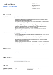 Director of Communications CV Template #8