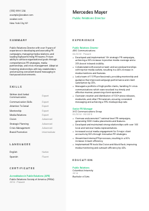 Public Relations Director Resume Template #2