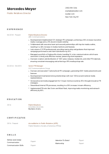 Public Relations Director Resume Template #1
