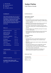 Public Relations Manager CV Template #3