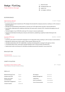 Public Relations Manager Resume Template #1