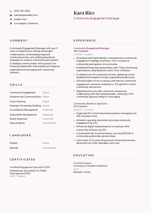 Community Engagement Manager Resume Template #3
