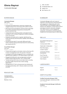 Community Manager Resume Template #2