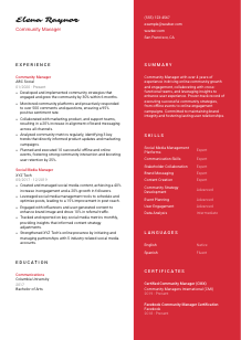 Community Manager CV Template #3