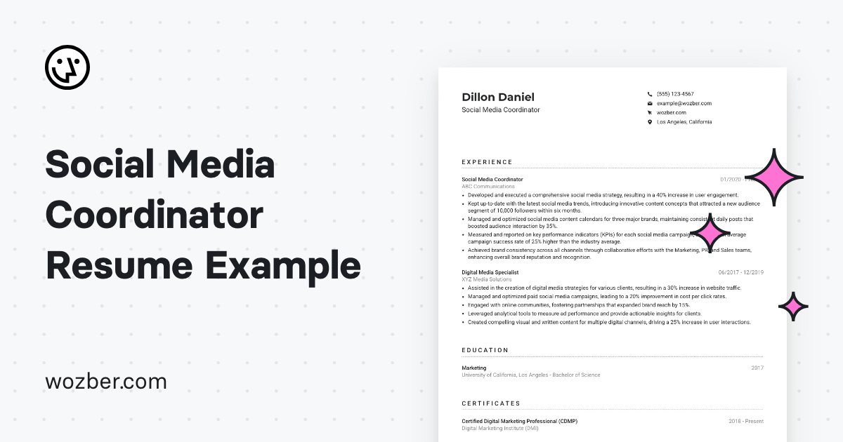 Social Media Coordinator Resume - Og 