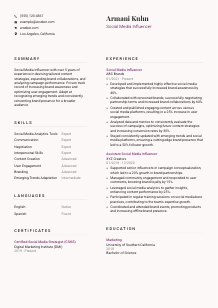 Social Media Influencer CV Template #3