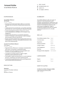 Social Media Influencer Resume Template #1