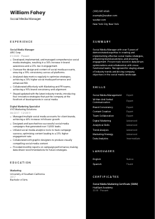 Social Media Manager CV Template #3