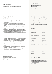 Construction Administrative Assistant Resume Template #13