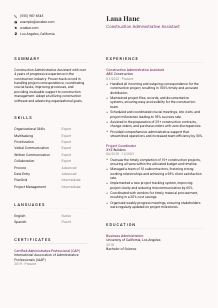 Construction Administrative Assistant Resume Template #20