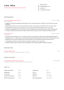 Construction Administrative Assistant Resume Template #4