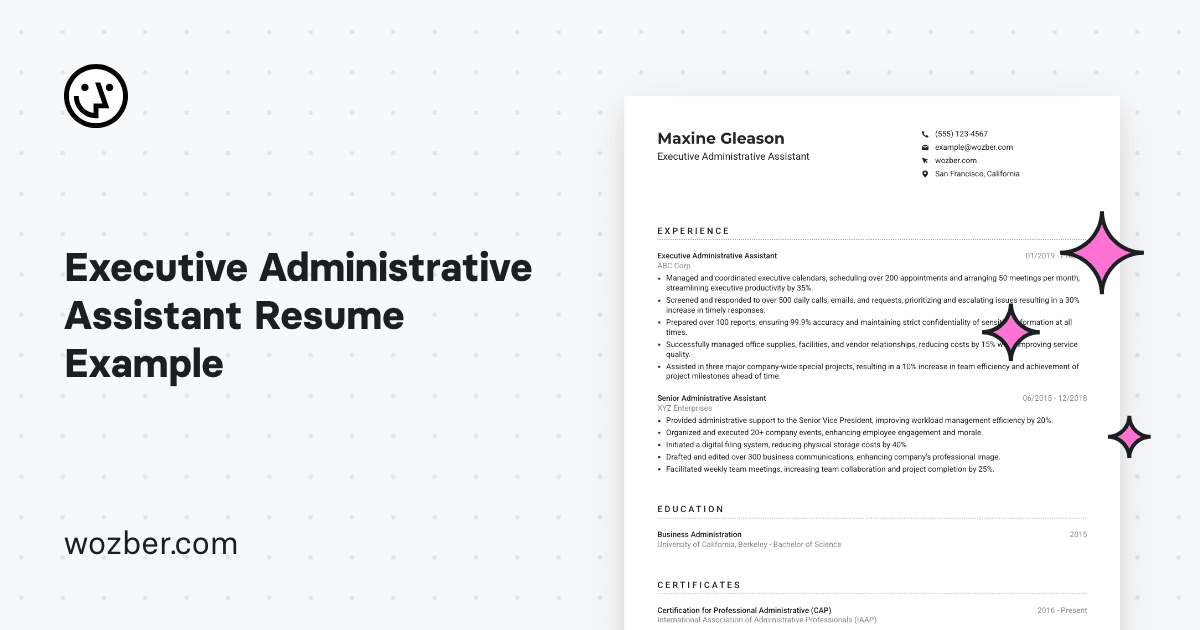 Executive Administrative Assistant Resume Example