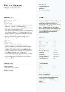 HR Administrative Assistant CV Template #12