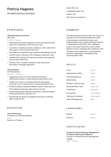 HR Administrative Assistant CV Template #2