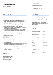Office Assistant CV Template #2
