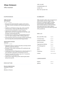 Office Assistant CV Template #1