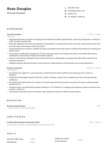 Personal Assistant CV Example