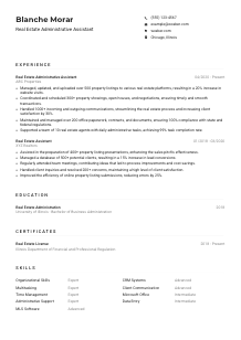 Real Estate Administrative Assistant CV Example