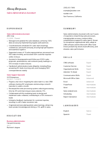 Sales Administrative Assistant CV Template #2